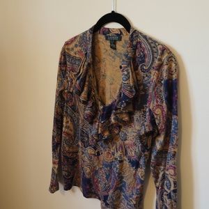 Ralph Lauren - Keyhole ruffle blouse